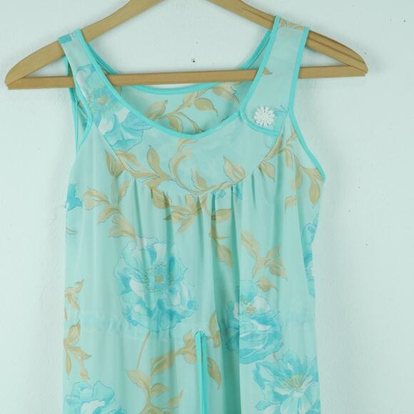 Vintage 32 XS Nightgown Pastel Blue Floral Dainty Fairy Ethereal Coquette 70s - Picture 2 of 10